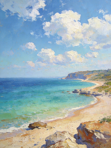 Ocean Breeze and Sun Kissed Sand, Original Artwork Small Paintings, Hand Painted Canvas Art, On Canvas Small Paintings, Palette Knife Artwork, Landscape Canvas Paintings-Art Painting Canvas