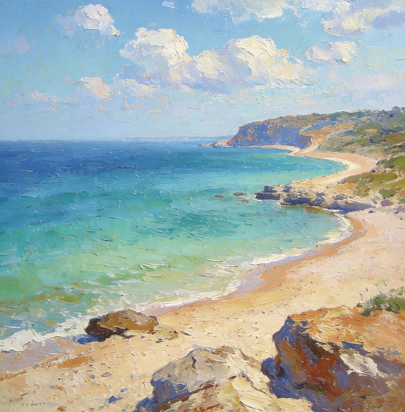 Ocean Breeze and Sun Kissed Sand, Original Artwork Small Paintings, Hand Painted Canvas Art, On Canvas Small Paintings, Palette Knife Artwork, Landscape Canvas Paintings-Art Painting Canvas