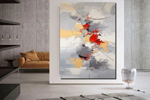 Large Canvas Painting for Office, Simple Modern Acrylic Paintings, Dining Room Canvas Painting, Contemporary Modern Artwork-Art Painting Canvas