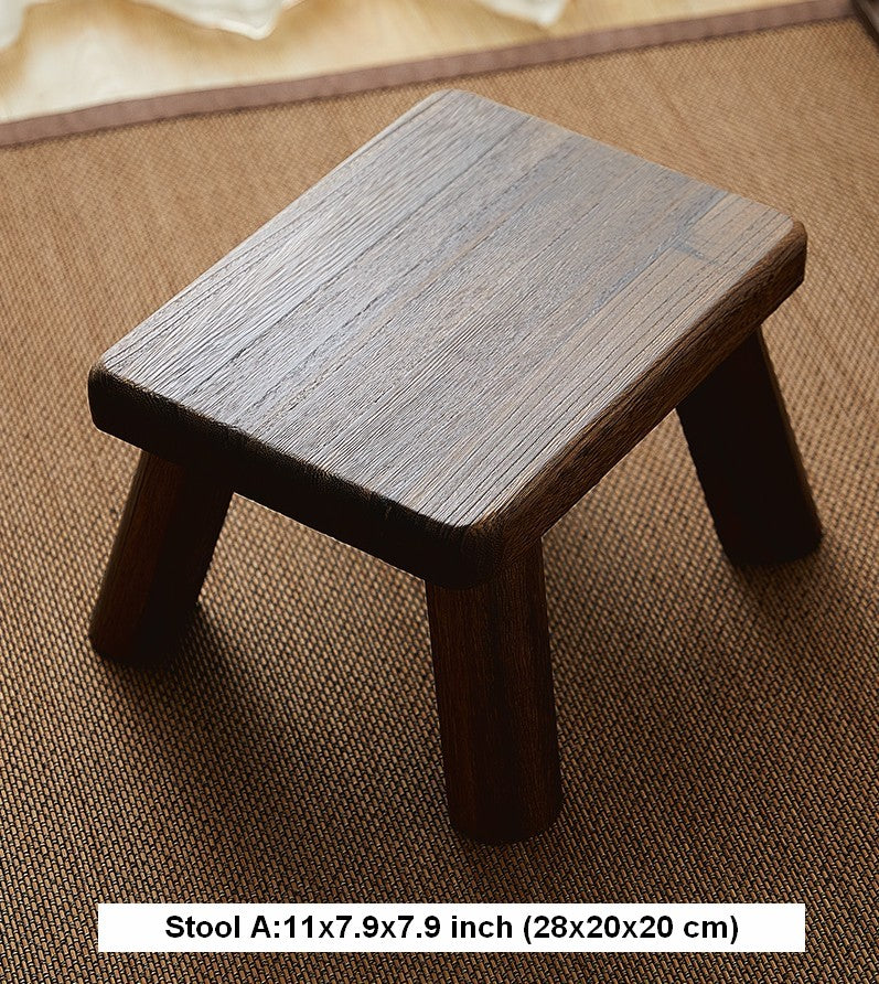 Dining Table Stool, Shoe-changing Stool, Solid Wood low Stool, Paulownia Wood Stool, Children's Wooden Stool, Sofa Stool-Art Painting Canvas