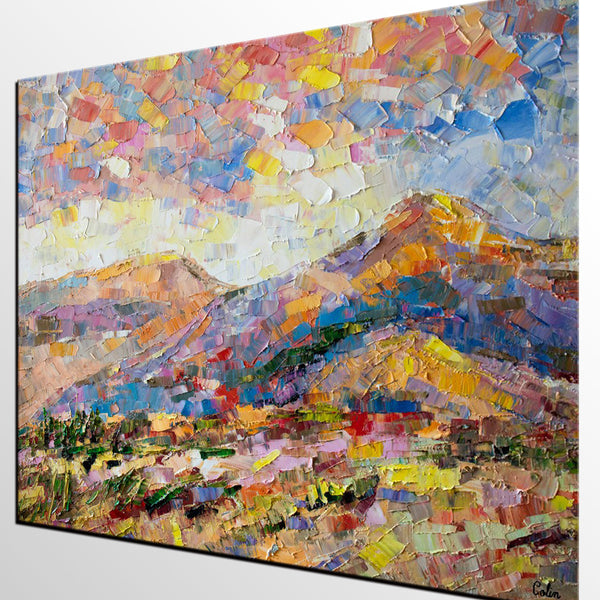 Oil Painting on Canvas, Mountain Landscape Painting, Custom Original Painting for Sale, Landscape Canvas Painting for Bedroom-Art Painting Canvas