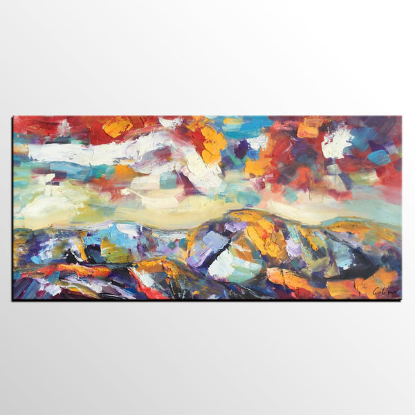Mountain Landscape Painting, Original Landscape Painting, Custom Art, Heavy Texture Painting, Oil Painting for Living Room-Art Painting Canvas