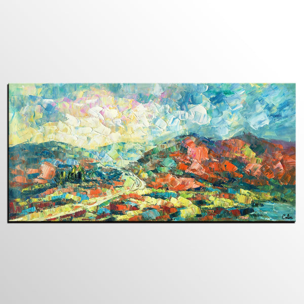 Original Wall Art, Mountain Landscape Painting, Large Wall Art, Original Artwork, Canvas Painting-Art Painting Canvas