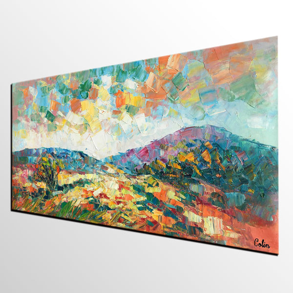 Original Artwork, Mountain Landscape Painting, Custom Extra Large Art, Canvas Artwork-Art Painting Canvas