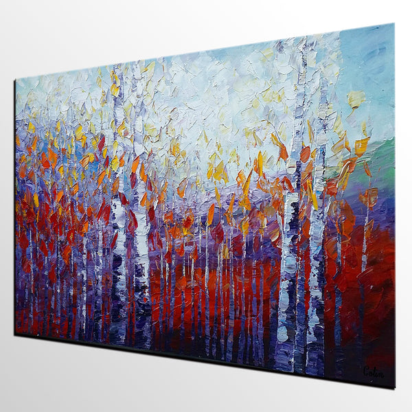 Custom Canvas Art, Autumn Tree Painting, Abstract Landscape Painting, Canvas Painting-Art Painting Canvas