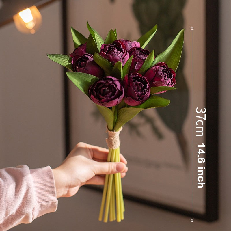 Purple Tulip Flowers, Bedroom Flower Arrangement Ideas, Spring Artificial Floral for Dining Room Table, Simple Modern Floral Arrangement Ideas for Home Decoration-Art Painting Canvas