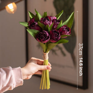 Purple Tulip Flowers, Bedroom Flower Arrangement Ideas, Spring Artificial Floral for Dining Room Table, Simple Modern Floral Arrangement Ideas for Home Decoration-Art Painting Canvas