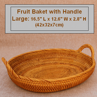 Small Round Storage Basket, Woven Rattan Basket, Fruit Basket for Kitchen, Storage Basket for Dining Room-Art Painting Canvas