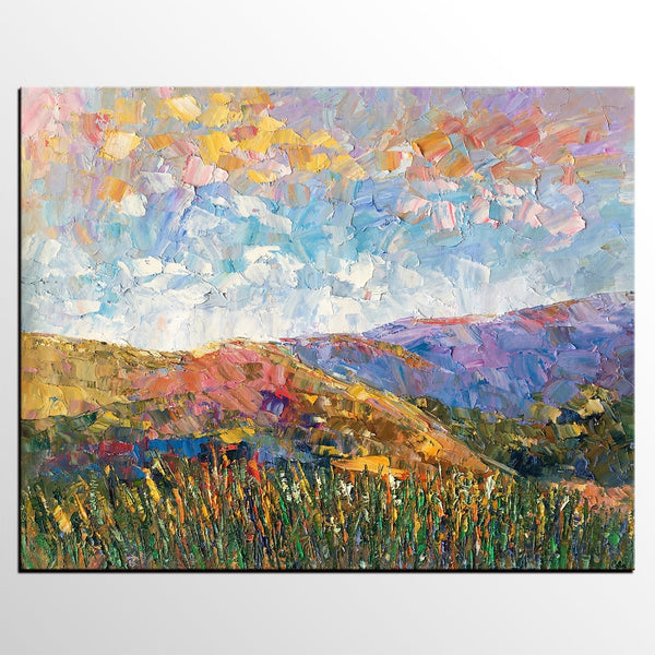 Custom Large Wall Art, Mountain Landscape Canvas Art, Abstract Landscape Painting, Rustic Wall Art, Original Artwork-Art Painting Canvas