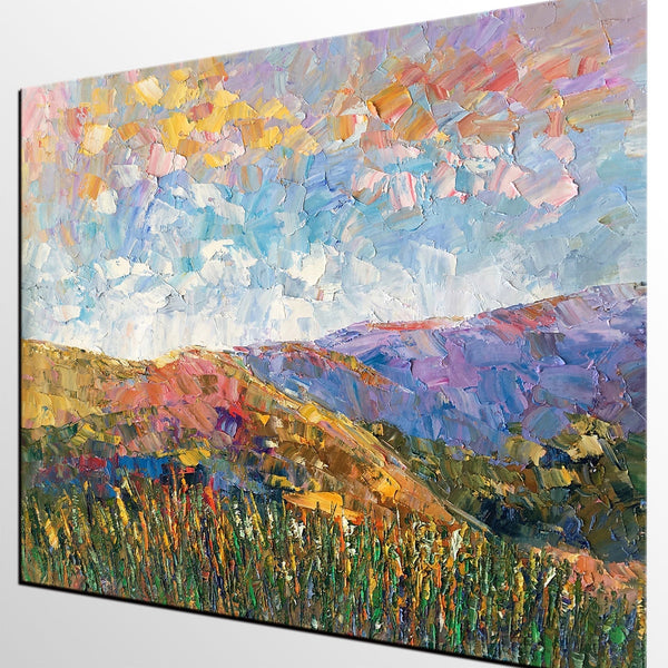 Custom Large Wall Art, Mountain Landscape Canvas Art, Abstract Landscape Painting, Rustic Wall Art, Original Artwork-Art Painting Canvas