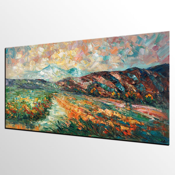Custom Extra Large Art, Mountain and River Landscape Painting, Canvas Artwork, Original Artwork-Art Painting Canvas