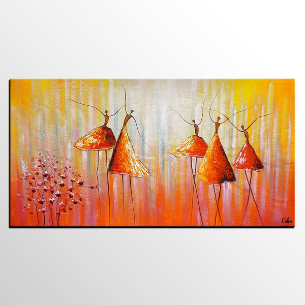 Dancing Painting, Ballet Dancer Painting, Large Abstract Painting for Sale, Heavy Texture Painting, Modern Paintings for Bedroom-Art Painting Canvas