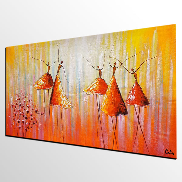 Dancing Painting, Ballet Dancer Painting, Large Abstract Painting for Sale, Heavy Texture Painting, Modern Paintings for Bedroom-Art Painting Canvas