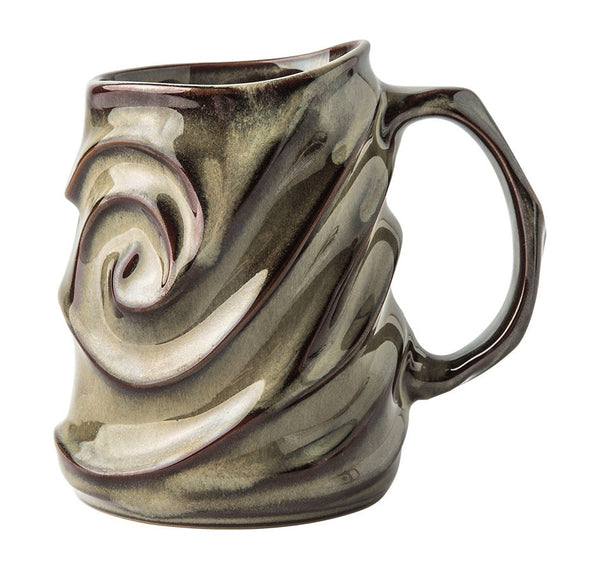 Brown Ceramic Coffee Mug, Stoneware Coffee Mugs, Large Capacity Coffee Cups, Large Handmade Pottery Coffee Mug-Art Painting Canvas