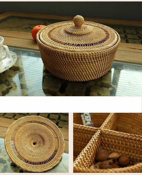 Indonesia Woven Storage Basket, Small Food and Snacks Basket, Kitchen Storage Basket, Storage Basket for Dining Room-Art Painting Canvas