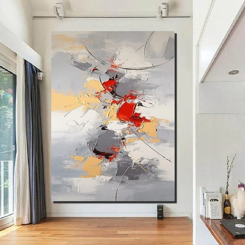 Large Canvas Painting for Office, Simple Modern Acrylic Paintings, Dining Room Canvas Painting, Contemporary Modern Artwork