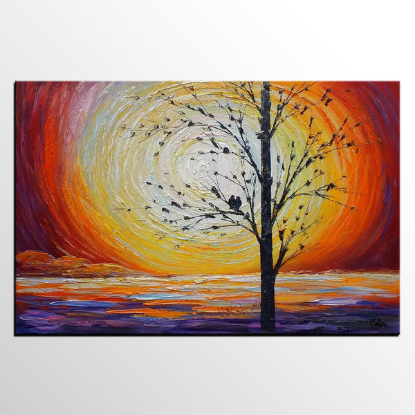 Custom Abstract Painting,Heavy Texture Painting, Original Oil Painting, Abstract Art, Love Birds Painting-Art Painting Canvas