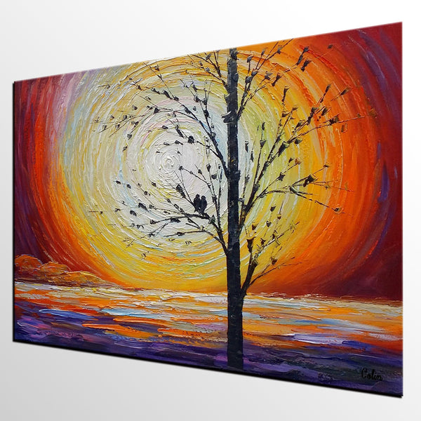 Custom Abstract Painting,Heavy Texture Painting, Original Oil Painting, Abstract Art, Love Birds Painting-Art Painting Canvas