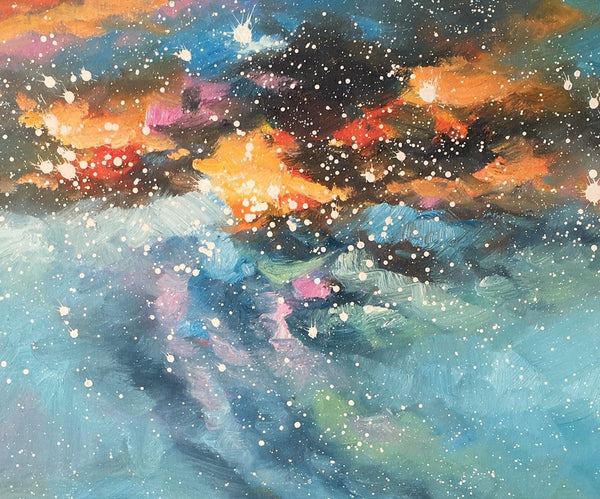 Oil Painting, Starry Night Sky Painting, Custom Abstract Canvas Artwork, Canvas Painting for Kitchen-Art Painting Canvas