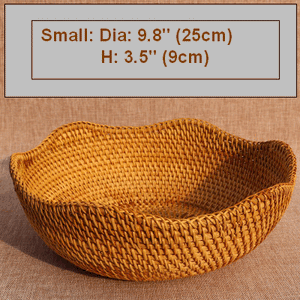 Small Round Storage Basket, Woven Rattan Basket, Fruit Basket for Kitchen, Storage Basket for Dining Room-Art Painting Canvas