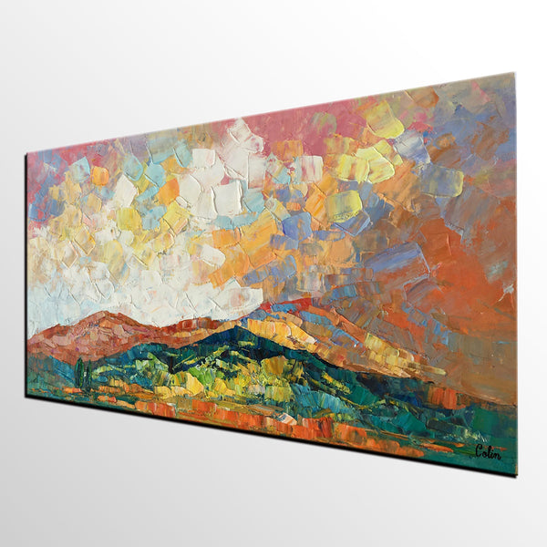 Mountain Landscape Painting, Original Artwork, Custom Extra Large Art, Canvas Artwork-Art Painting Canvas