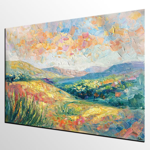 Mountain Landscape Painting, Custom Original Painting on Canvas, Large Oil Painting for Living Room, Heavy Texture Painting-Art Painting Canvas