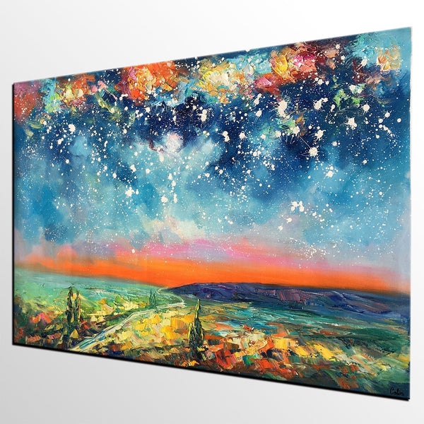 Buy Art Online, Abstract Art for Sale, Starry Night Sky Painting, Custom Extra Large Painting-Art Painting Canvas