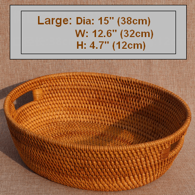 Small Round Storage Basket, Woven Rattan Basket, Fruit Basket for Kitchen, Storage Basket for Dining Room-Art Painting Canvas