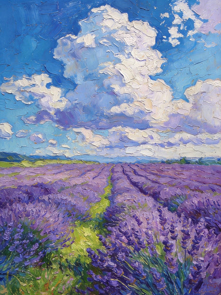 Original Landscape Art, Small Oil Paintings, Lavender of Provence, Small Paintings On Canvas, Hand Painted Canvas Art, Heavy Texture Wall Art Paintings-Art Painting Canvas