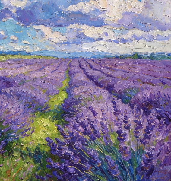 Original Landscape Art, Small Oil Paintings, Lavender of Provence, Small Paintings On Canvas, Hand Painted Canvas Art, Heavy Texture Wall Art Paintings-Art Painting Canvas