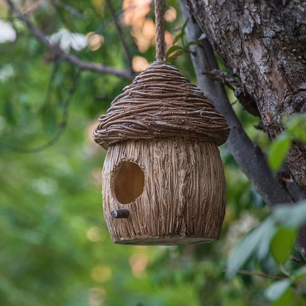 Resin Bird Nest for Garden Ornament, Bird House in the Garden, Lovely Birds House, Outdoor Decoration Ideas, Garden Ideas-Art Painting Canvas