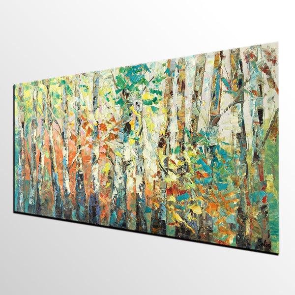 Autumn Tree Painting, Original Oil Paintings for Sale, Custom Landscape Painting on Canvas, Buy Paintings Online-Art Painting Canvas