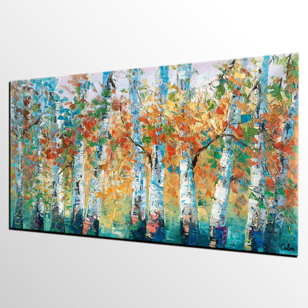 Forest Tree Painting, Custom Extra Large Painting, Original Painting, Oil Painting for Dining Room-Art Painting Canvas