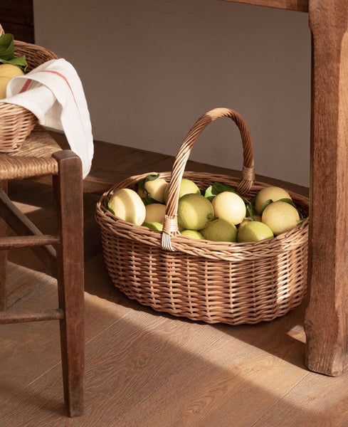 Lovely Willow Weaving Baskets for Vegetable, Large Picnic Food Basket with Handle, Natural Hand-woven Wicker Storage Basket, Natural Fruit Basket, Kitchen Storage Baskets-Art Painting Canvas