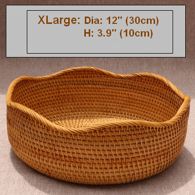 Small Round Storage Basket, Woven Rattan Basket, Fruit Basket for Kitchen, Storage Basket for Dining Room-Art Painting Canvas