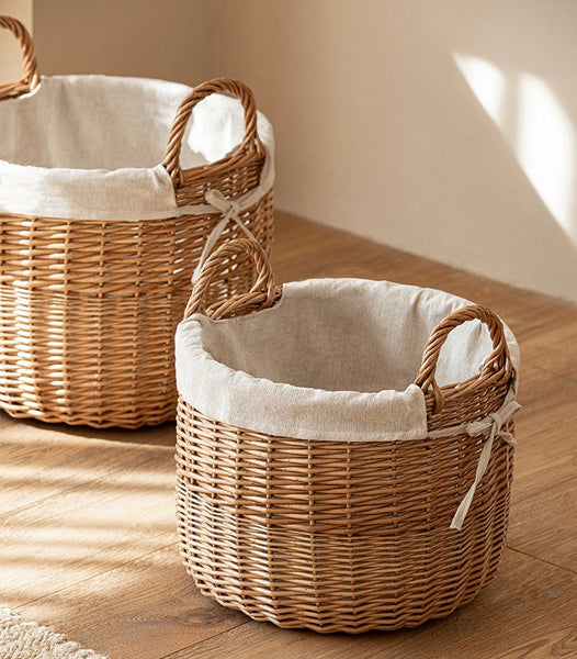 Large Round Storage Basket for Clothes, Natural Hand-woven Wicker Storage Basket for Clothes, Willow Weaving Baskets for Clothes, Extra Large Kitchen Storage Baskets-Art Painting Canvas