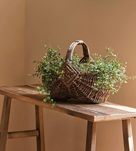 Large Picnic Food Basket with Handle, Natural Hand-woven Wicker Storage Basket, Natural Fruit Baskets, Kitchen Storage Baskets, Willow Weaving Baskets with Handle-Art Painting Canvas