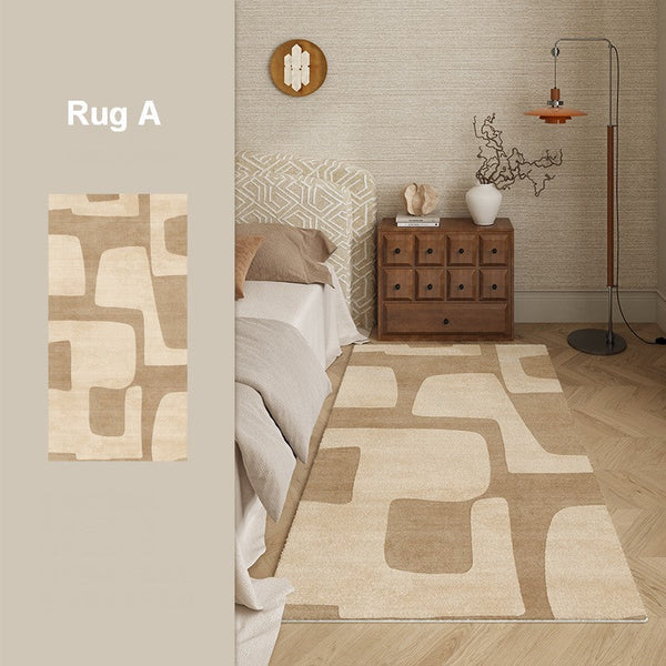 Abstract Modern Rugs for Living Room, Contemporary Modern Rugs Next to Bed, Geometric Modern Rugs under Dining Room Table, Brown Modern Carpets for Office-Art Painting Canvas