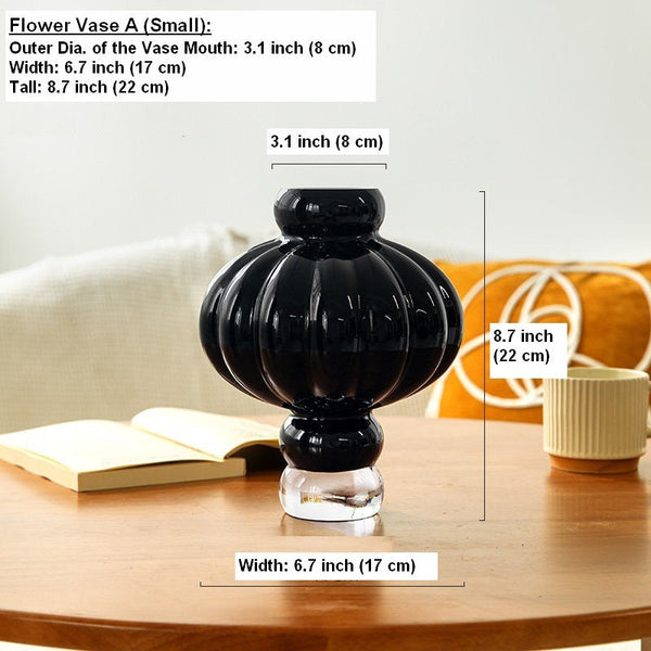 Black Glaze Vase, Contemporary Vases for Modern Home Decor, Black Glass Bud Vases, Handmade Liuli Vases, Centerpiece Vases on Table-Art Painting Canvas