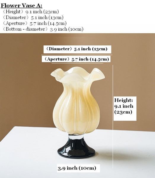 Unique Decorative Glass Vase, Centerpiece Contemporary Vases on Table, Mid Century Glass Vases, Handmade Modern Vases for Living Room, Modern Glass Vase for Flowers-Art Painting Canvas