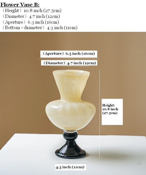 Unique Decorative Glass Vase, Centerpiece Contemporary Vases on Table, Mid Century Glass Vases, Handmade Modern Vases for Living Room, Modern Glass Vase for Flowers-Art Painting Canvas