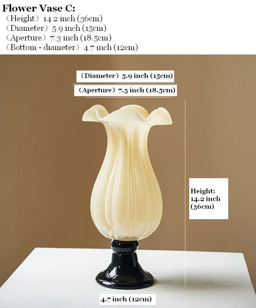 Unique Decorative Glass Vase, Centerpiece Contemporary Vases on Table, Mid Century Glass Vases, Handmade Modern Vases for Living Room, Modern Glass Vase for Flowers-Art Painting Canvas