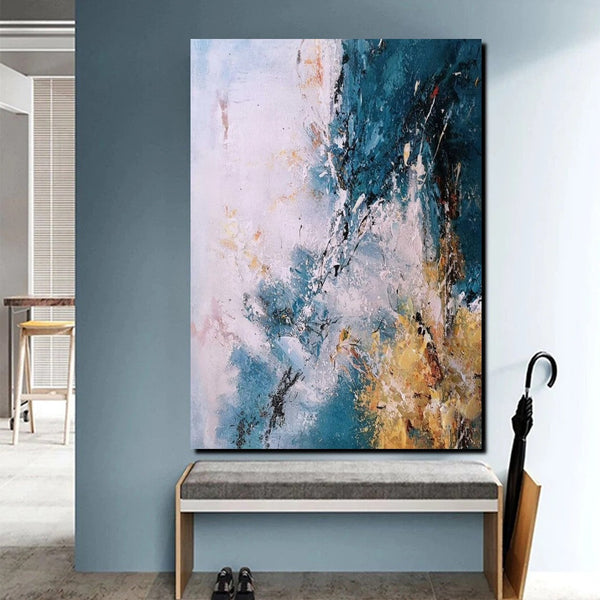 Modern Paintings for Living Room, Simple Modern Art, Blue Abstract Canvas Painting, Contemporary Acrylic Paintings, Large Wall Art Paintings-Art Painting Canvas