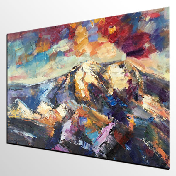 Mountain Landscape Painting, Custom Abstract Oil Paintings, Large Landscape Oil Painting, Large Painting for Sale-Art Painting Canvas