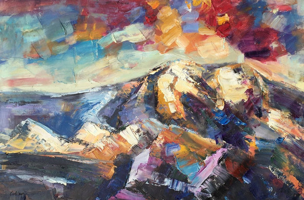 Mountain Landscape Painting, Custom Abstract Oil Paintings, Large Landscape Oil Painting, Large Painting for Sale-Art Painting Canvas