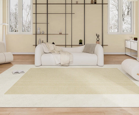 Abstract Modern Rugs for Living Room, Cream Color Contemporary Soft Rugs Next to Bed, Dining Room Modern Floor Carpets, Modern Rug Ideas for Bedroom-Art Painting Canvas