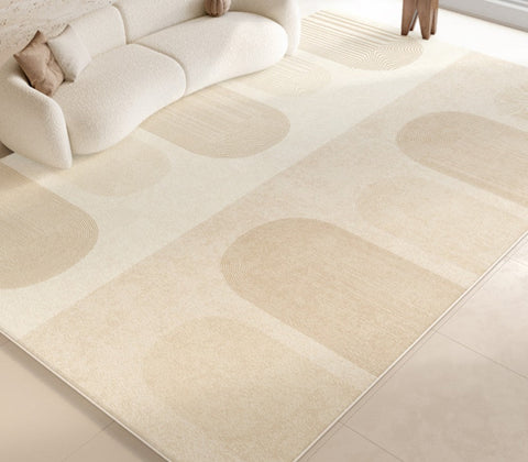 Abstract Area Rugs for Living Room, Modern Cream Color Rugs under Dining Room Table, Geometric Contemporary Modern Rugs Next to Bed, Modern Carpets for Kitchen