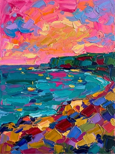 Abstract Seashore Painting, Hand Painted Canvas Art, Impasto Artwork, Original Small Paintings, Palette Knife Paintings, Modern Abstract Painting, Original Abstract Art-Art Painting Canvas