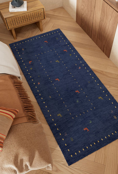 Modern Runner Rugs Next to Bed, Contemporary Runner Rugs for Living Room, Blue Runner Rugs for Hallway, Bathroom Runner Rugs, Kitchen Runner Rugs-Art Painting Canvas