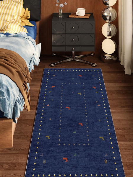 Modern Runner Rugs Next to Bed, Contemporary Runner Rugs for Living Room, Blue Runner Rugs for Hallway, Bathroom Runner Rugs, Kitchen Runner Rugs-Art Painting Canvas